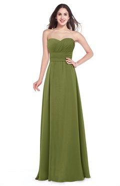 ColsBM Jadyn Olive Green Bridesmaid Dresses Zip up Classic Strapless Pleated A-line Floor Length