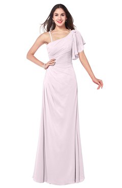 ColsBM Marisol Blush Bridesmaid Dresses Sheath Asymmetric Neckline Short Sleeve Glamorous Zipper Floor Length