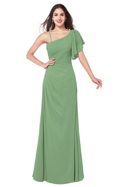 ColsBM Marisol Fair Green Bridesmaid Dresses Sheath Asymmetric Neckline Short Sleeve Glamorous Zipper Floor Length