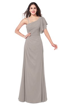 ColsBM Marisol Fawn Bridesmaid Dresses Sheath Asymmetric Neckline Short Sleeve Glamorous Zipper Floor Length