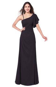 ColsBM Marisol Perfect Plum Bridesmaid Dresses Sheath Asymmetric Neckline Short Sleeve Glamorous Zipper Floor Length