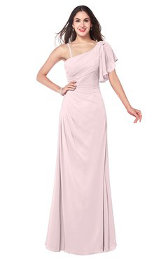 ColsBM Marisol Petal Pink Bridesmaid Dresses Sheath Asymmetric Neckline Short Sleeve Glamorous Zipper Floor Length