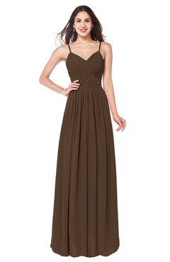 ColsBM Kinley Chocolate Brown Bridesmaid Dresses Sleeveless Sexy Half Backless Pleated A-line Floor Length