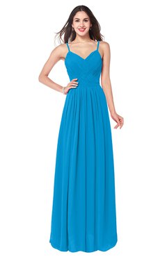 ColsBM Kinley Cornflower Blue Bridesmaid Dresses Sleeveless Sexy Half Backless Pleated A-line Floor Length