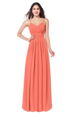 ColsBM Kinley Fusion Coral Bridesmaid Dresses Sleeveless Sexy Half Backless Pleated A-line Floor Length