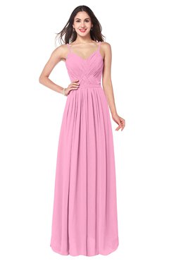 ColsBM Kinley Pink Bridesmaid Dresses Sleeveless Sexy Half Backless Pleated A-line Floor Length