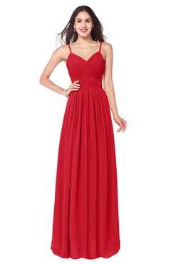ColsBM Kinley Red Bridesmaid Dresses Sleeveless Sexy Half Backless Pleated A-line Floor Length
