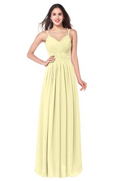 ColsBM Kinley Soft Yellow Bridesmaid Dresses Sleeveless Sexy Half Backless Pleated A-line Floor Length