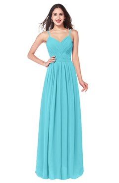 ColsBM Kinley Turquoise Bridesmaid Dresses Sleeveless Sexy Half Backless Pleated A-line Floor Length