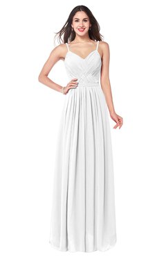 ColsBM Kinley White Bridesmaid Dresses Sleeveless Sexy Half Backless Pleated A-line Floor Length