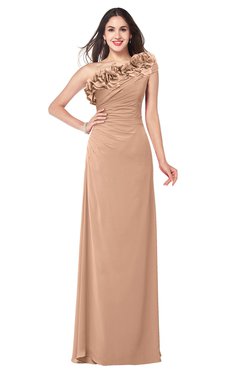 ColsBM Jazlyn Almost Apricot Bridesmaid Dresses Elegant Floor Length Half Backless Asymmetric Neckline Sleeveless Flower