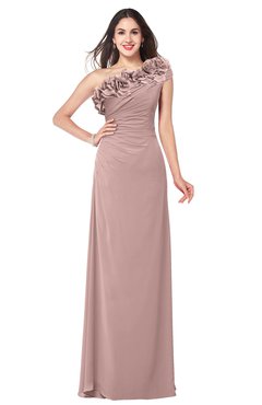 ColsBM Jazlyn Blush Pink Bridesmaid Dresses Elegant Floor Length Half Backless Asymmetric Neckline Sleeveless Flower