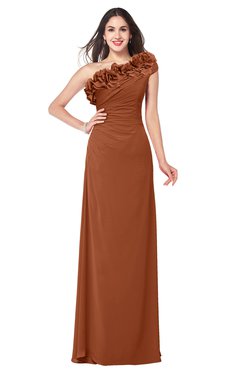 ColsBM Jazlyn Bombay Brown Bridesmaid Dresses Elegant Floor Length Half Backless Asymmetric Neckline Sleeveless Flower