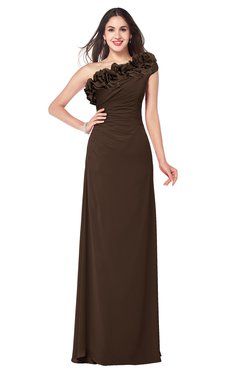 ColsBM Jazlyn Copper Bridesmaid Dresses Elegant Floor Length Half Backless Asymmetric Neckline Sleeveless Flower