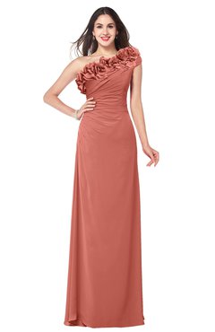 ColsBM Jazlyn Crabapple Bridesmaid Dresses Elegant Floor Length Half Backless Asymmetric Neckline Sleeveless Flower