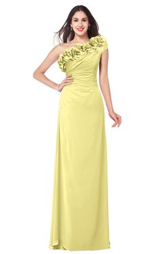 ColsBM Jazlyn Daffodil Bridesmaid Dresses Elegant Floor Length Half Backless Asymmetric Neckline Sleeveless Flower