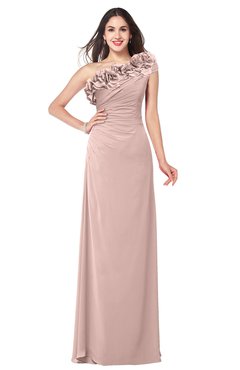 ColsBM Jazlyn Dusty Rose Bridesmaid Dresses Elegant Floor Length Half Backless Asymmetric Neckline Sleeveless Flower
