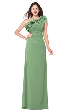 ColsBM Jazlyn Fair Green Bridesmaid Dresses Elegant Floor Length Half Backless Asymmetric Neckline Sleeveless Flower