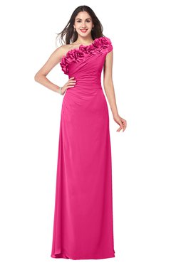ColsBM Jazlyn Fandango Pink Bridesmaid Dresses Elegant Floor Length Half Backless Asymmetric Neckline Sleeveless Flower