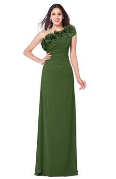 ColsBM Jazlyn Garden Green Bridesmaid Dresses Elegant Floor Length Half Backless Asymmetric Neckline Sleeveless Flower