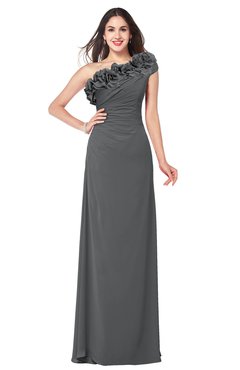 ColsBM Jazlyn Grey Bridesmaid Dresses Elegant Floor Length Half Backless Asymmetric Neckline Sleeveless Flower