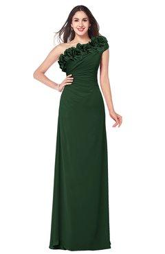 ColsBM Jazlyn Hunter Green Bridesmaid Dresses Elegant Floor Length Half Backless Asymmetric Neckline Sleeveless Flower