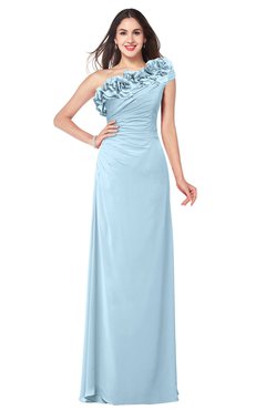 ColsBM Jazlyn Ice Blue Bridesmaid Dresses Elegant Floor Length Half Backless Asymmetric Neckline Sleeveless Flower