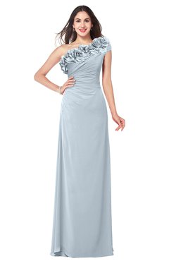 ColsBM Jazlyn Illusion Blue Bridesmaid Dresses Elegant Floor Length Half Backless Asymmetric Neckline Sleeveless Flower
