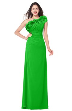 ColsBM Jazlyn Jasmine Green Bridesmaid Dresses Elegant Floor Length Half Backless Asymmetric Neckline Sleeveless Flower