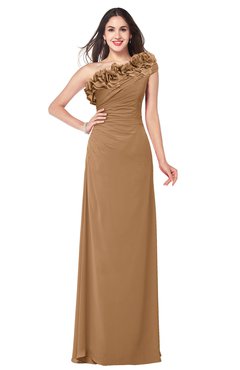ColsBM Jazlyn Light Brown Bridesmaid Dresses Elegant Floor Length Half Backless Asymmetric Neckline Sleeveless Flower