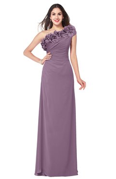 ColsBM Jazlyn Mauve Bridesmaid Dresses Elegant Floor Length Half Backless Asymmetric Neckline Sleeveless Flower