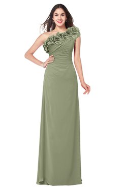 ColsBM Jazlyn Moss Green Bridesmaid Dresses Elegant Floor Length Half Backless Asymmetric Neckline Sleeveless Flower