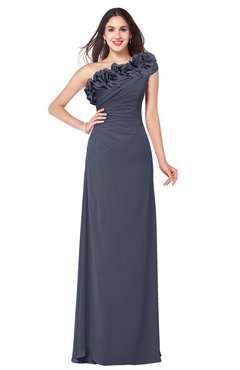 ColsBM Jazlyn Nightshadow Blue Bridesmaid Dresses Elegant Floor Length Half Backless Asymmetric Neckline Sleeveless Flower