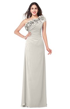 ColsBM Jazlyn Off White Bridesmaid Dresses Elegant Floor Length Half Backless Asymmetric Neckline Sleeveless Flower