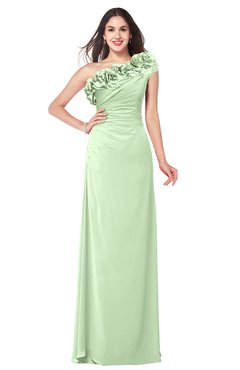 ColsBM Jazlyn Pale Green Bridesmaid Dresses Elegant Floor Length Half Backless Asymmetric Neckline Sleeveless Flower