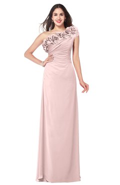ColsBM Jazlyn Pastel Pink Bridesmaid Dresses Elegant Floor Length Half Backless Asymmetric Neckline Sleeveless Flower