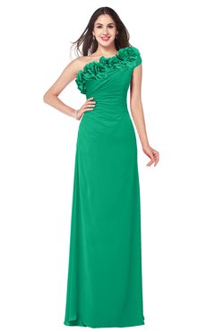 ColsBM Jazlyn Pepper Green Bridesmaid Dresses Elegant Floor Length Half Backless Asymmetric Neckline Sleeveless Flower