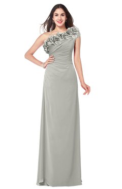 ColsBM Jazlyn Platinum Bridesmaid Dresses Elegant Floor Length Half Backless Asymmetric Neckline Sleeveless Flower
