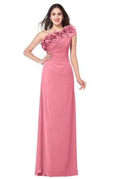 ColsBM Jazlyn Watermelon Bridesmaid Dresses Elegant Floor Length Half Backless Asymmetric Neckline Sleeveless Flower