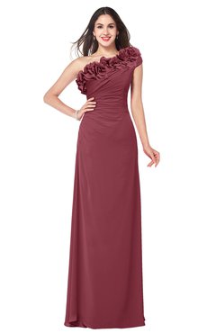 ColsBM Jazlyn Wine Bridesmaid Dresses Elegant Floor Length Half Backless Asymmetric Neckline Sleeveless Flower
