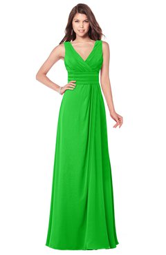 ColsBM Madisyn Classic Green Bridesmaid Dresses Sleeveless Half Backless Sexy A-line Floor Length V-neck