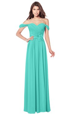 ColsBM Kaolin Blue Turquoise Bridesmaid Dresses A-line Floor Length Zip up Short Sleeve Appliques Gorgeous