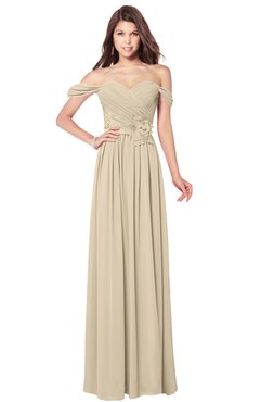 ColsBM Kaolin Champagne Bridesmaid Dresses A-line Floor Length Zip up Short Sleeve Appliques Gorgeous