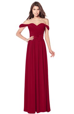 ColsBM Kaolin Dark Red Bridesmaid Dresses A-line Floor Length Zip up Short Sleeve Appliques Gorgeous