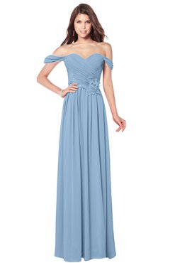 ColsBM Kaolin Dusty Blue Bridesmaid Dresses A-line Floor Length Zip up Short Sleeve Appliques Gorgeous