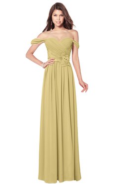 ColsBM Kaolin Gold Bridesmaid Dresses A-line Floor Length Zip up Short Sleeve Appliques Gorgeous