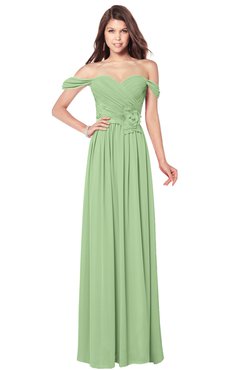 ColsBM Kaolin Sage Green Bridesmaid Dresses A-line Floor Length Zip up Short Sleeve Appliques Gorgeous