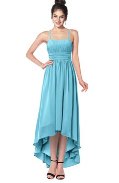 ColsBM Kinsley Light Blue Bridesmaid Dresses Half Backless Hi-Lo A-line Mature Sleeveless Spaghetti