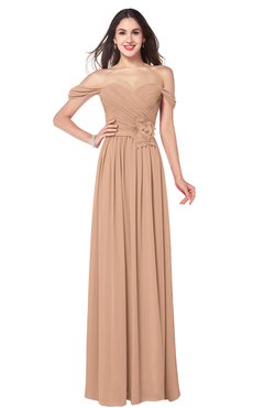 ColsBM Katelyn Burnt Orange Bridesmaid Dresses Zip up A-line Floor Length Sweetheart Short Sleeve Gorgeous