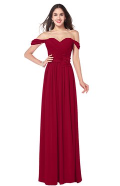 ColsBM Katelyn Dark Red Bridesmaid Dresses Zip up A-line Floor Length Sweetheart Short Sleeve Gorgeous